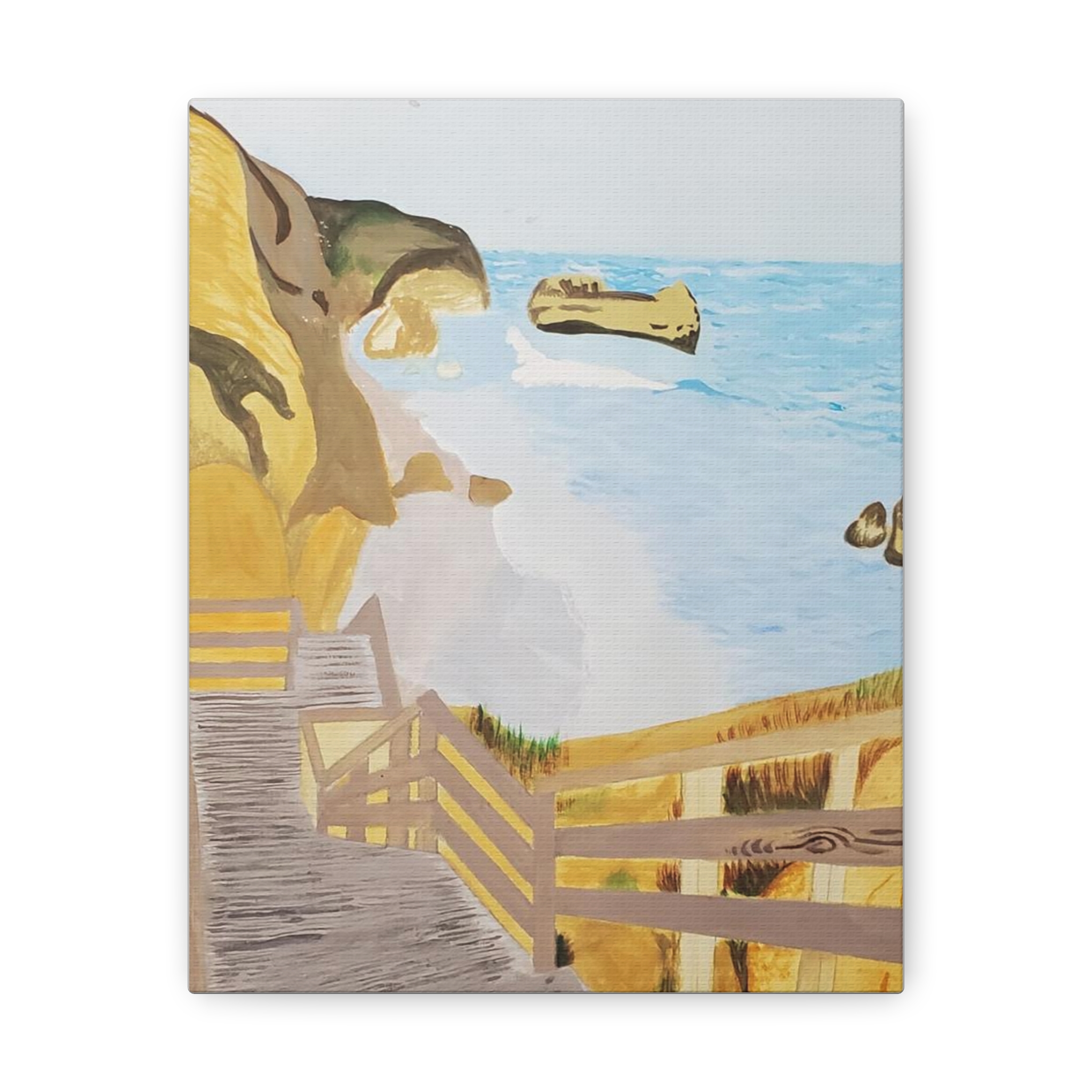 Shoreline Path Painting, Canvas Print 5x7 or 8x10 or 12x16