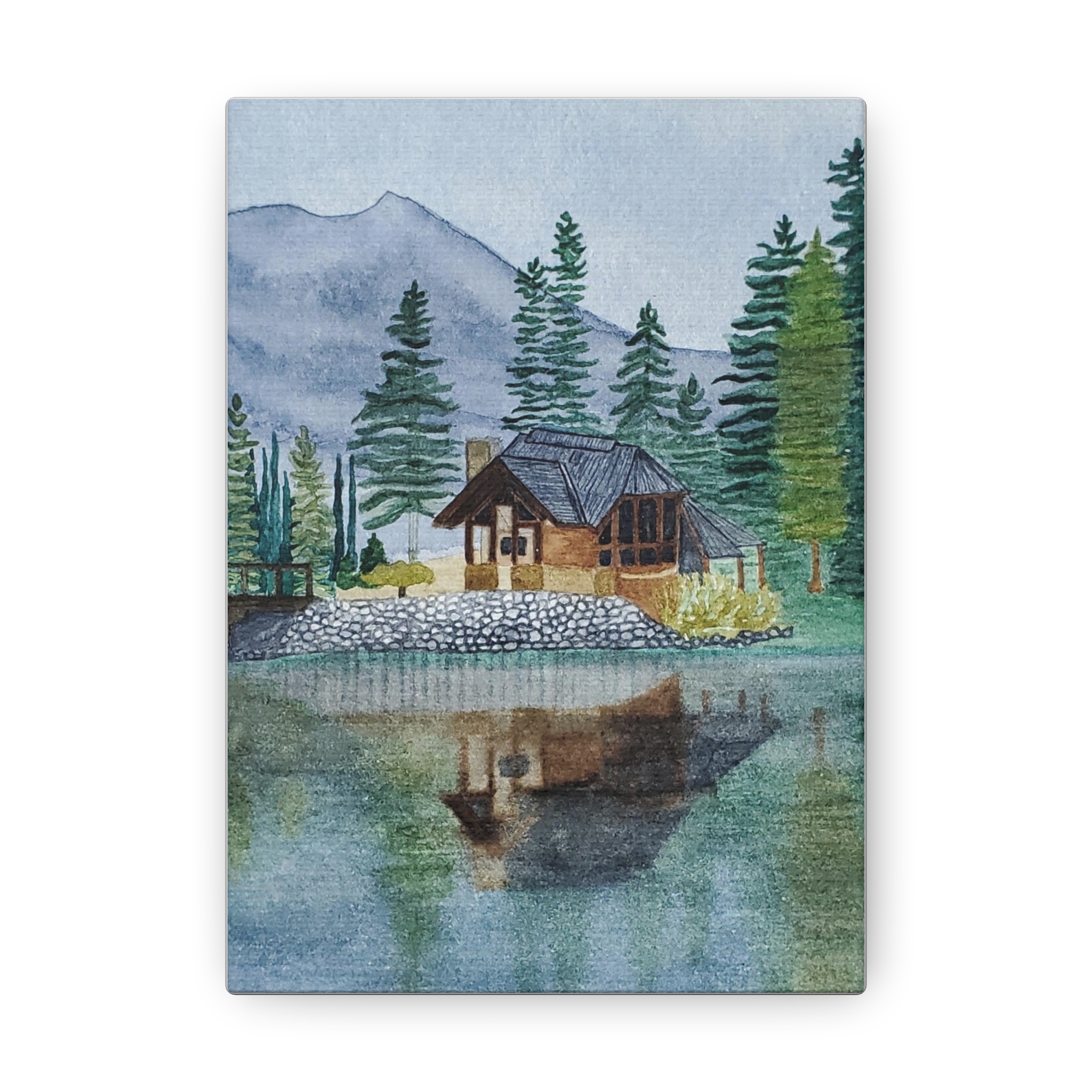 Cabin on a lake, Canvas Print 5x7 or 8x10